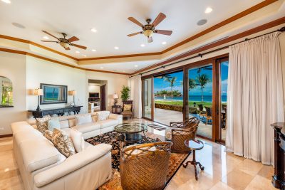 Oceanfront living room at The Palms #33 Playa Flamingo Costa Rica | Costa Rica Real Estate CR