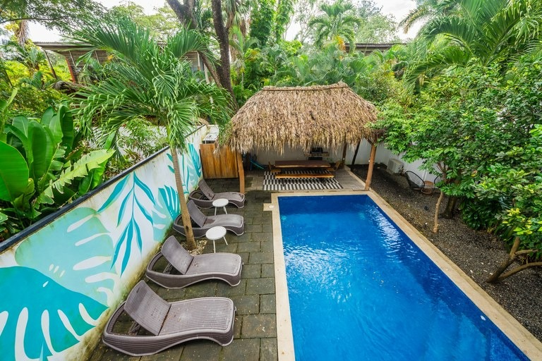 Private pool and palapa at Casa Mar Agradable, part of a Playa Potrero private pool property for sale