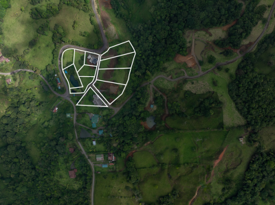 Aerial map of Marenal Gated Community Lots with marked lots and roads