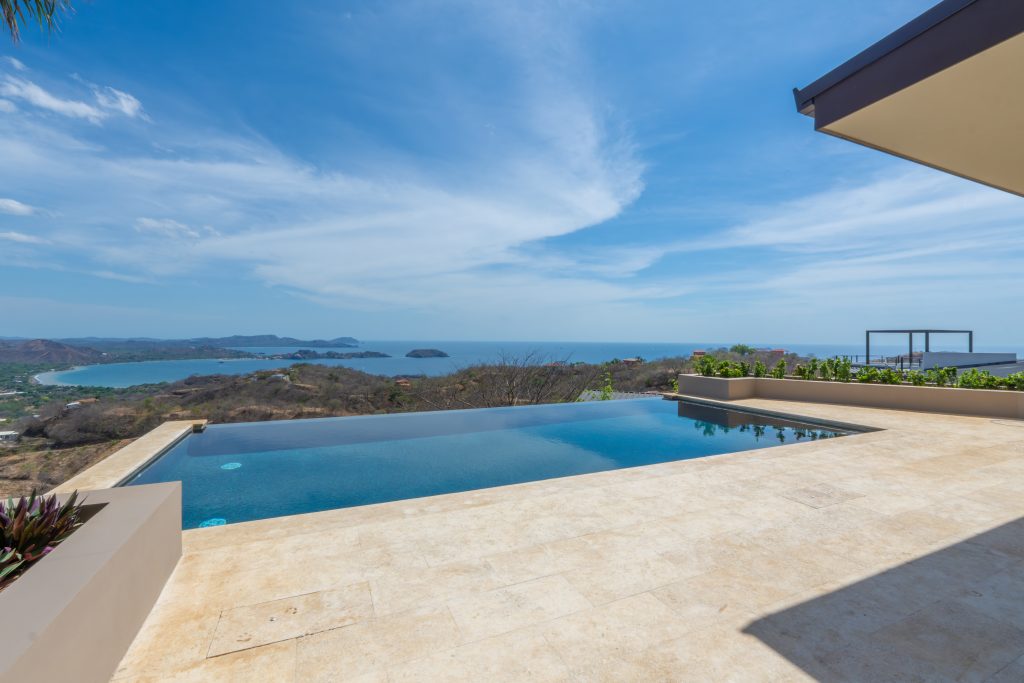 Infinity pool overlooking the Pacific at Casa Vista Escondida, an ocean view estate Playa Potrero in Pacific Heights.