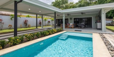Private pool and covered outdoor terrace at Casa Salina in Playa Potrero, Costa Rica