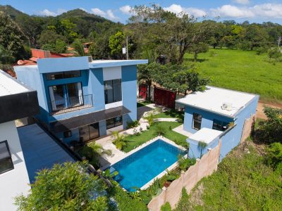 Casa Azul Tamarindo with private pool, guest house, and modern blue exterior in Guanacaste, Costa Rica