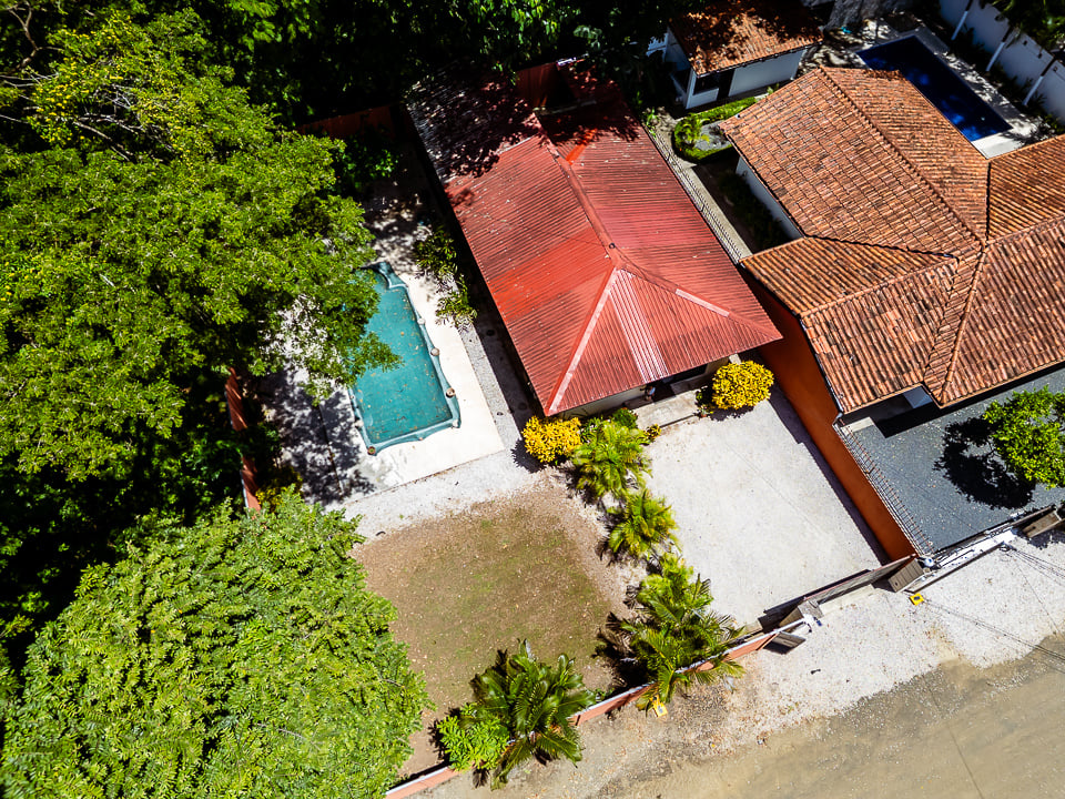 Casa Venturini aerial view with private pool, large lot, and Playa Potrero investment property in Guanacaste Costa Rica