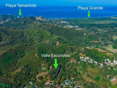Aerial view of Valle Escondido Development in Tamarindo Costa Rica near Playa Tamarindo and Playa Grande