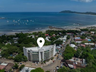 Beachfront Tamarindo commercial building near Cha Cafe, prime turnkey restaurant business opportunity steps from Playa Tamarindo.