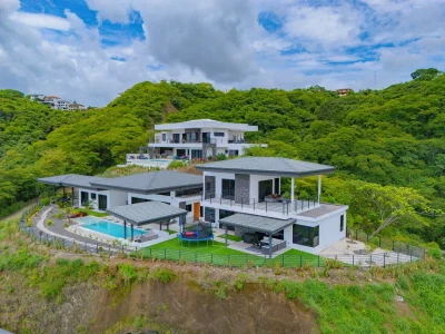 Casa Siete Cielos Pacifico Heights hillside villa with pool and terraces, oceanview villa Playas del Coco Costa Rica