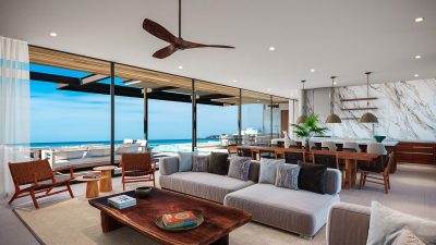 Casa Axis Senderos Tamarindo open living area with ocean views and terrace in ocean view home Tamarindo
