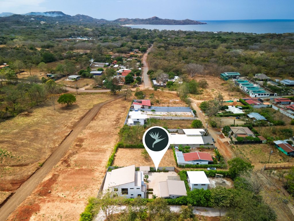Aerial view of Casa Selamar Brasilito near coastline, ocean view home for sale in Brasilito Costa Rica