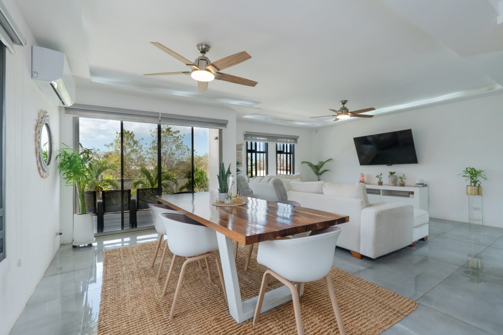 Open living and dining space at Casa Selamar Brasilito, income property Costa Rica with casita