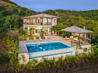 Casa Kai Playa Grande luxury home with infinity pool and outdoor terrace overlooking hills, Playa Grande Costa Rica