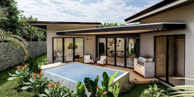 Casa Numu Playa Grande private pool and outdoor living area with covered terrace