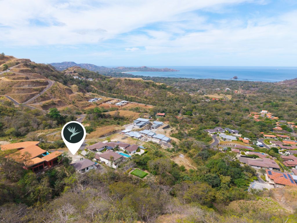 aerial view of ocean view casita on a large lot in Mar Vista Playa Flamingo Costa Rica