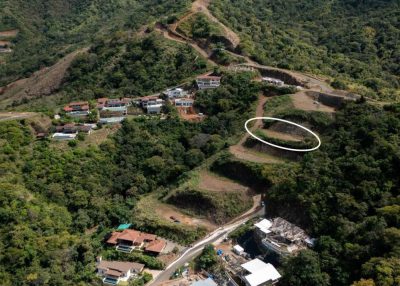 Lot Z Mar Vista Playa Flamingo aerial view of hillside parcel within gated community, gated community lot Playa Flamingo