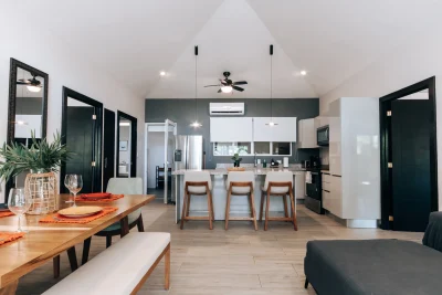 The Point 6 Avellanas modern kitchen and dining area inside Costa Rica home