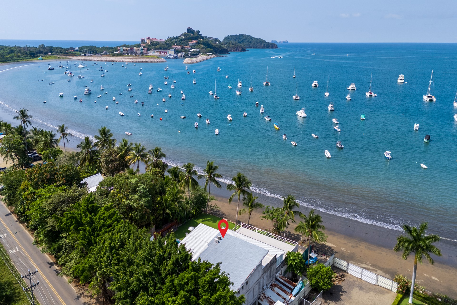 Aerial view of La Mansion on the beach, mixed-use beachfront property in Costa Rica, Surfside Flamingo