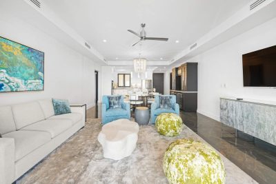 360 Residences Playa Flamingo Condo living room with modern design and bright Playa Flamingo condo interior