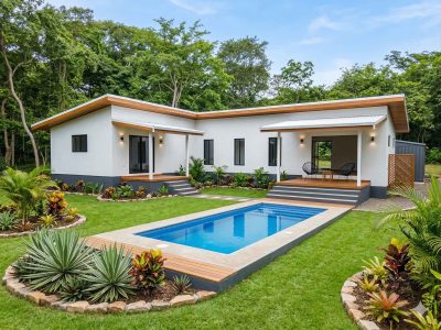 Modern Ranch Style Home Black Stallion Eco Ranch with private pool and tropical landscaping in Guanacaste countryside home