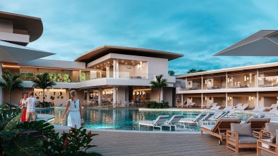 Casa Linda Tamarindo Beach Club pool area with Tamarindo luxury home amenities and oceanfront resort setting