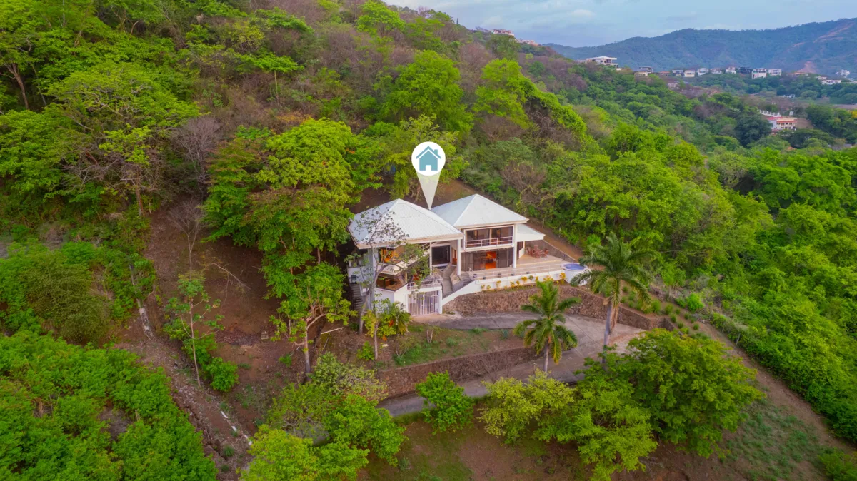 Laguna Vista hillside home with sunset views in Guanacaste surrounded by tropical forest in Playas del Coco