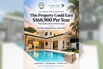 Casa Marina exterior and pool with projected annual rental revenue of $168,900.